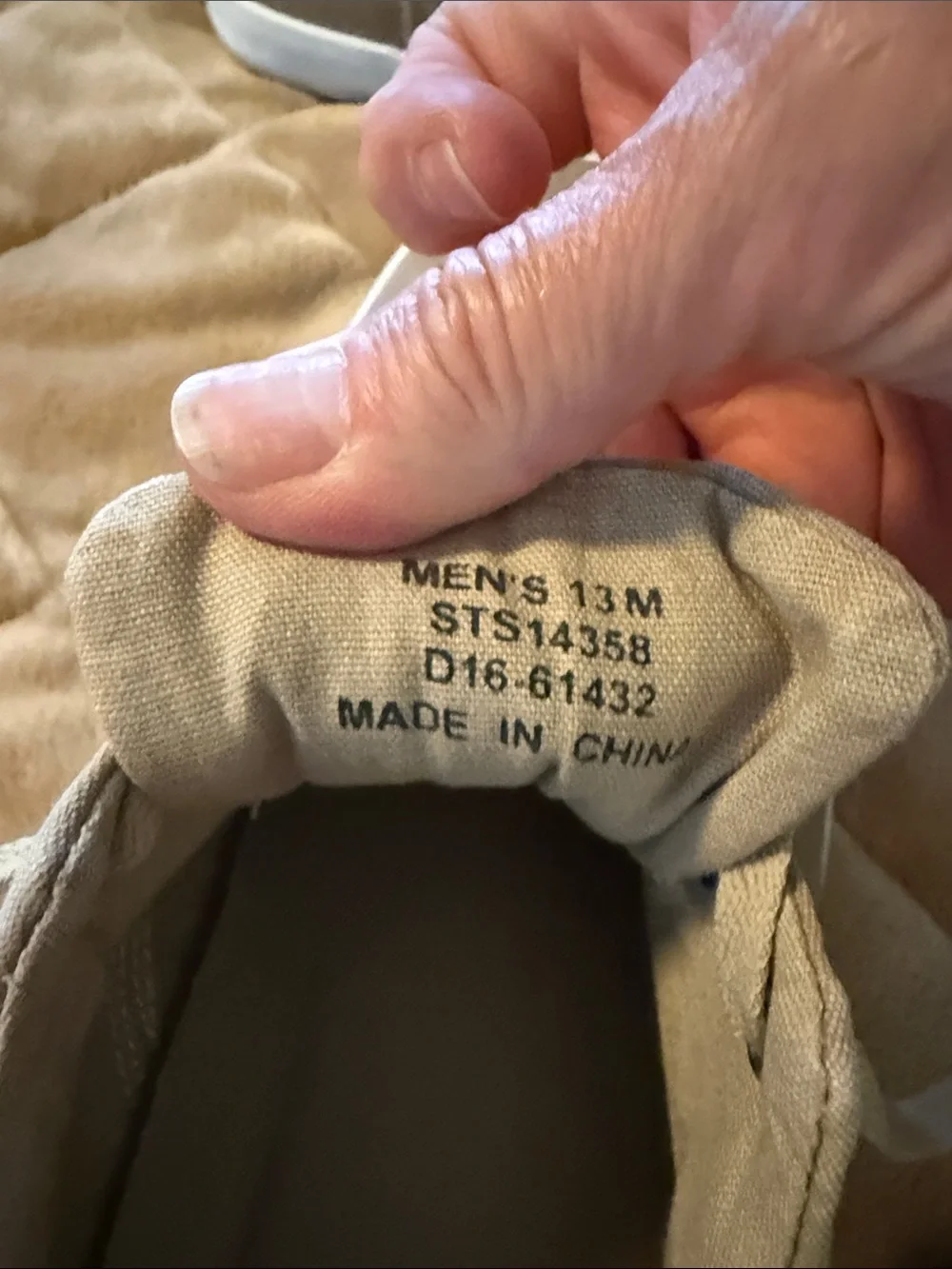 Sperry Men's Taupe Canvas Lace-Up Boat Shoes, NWOT